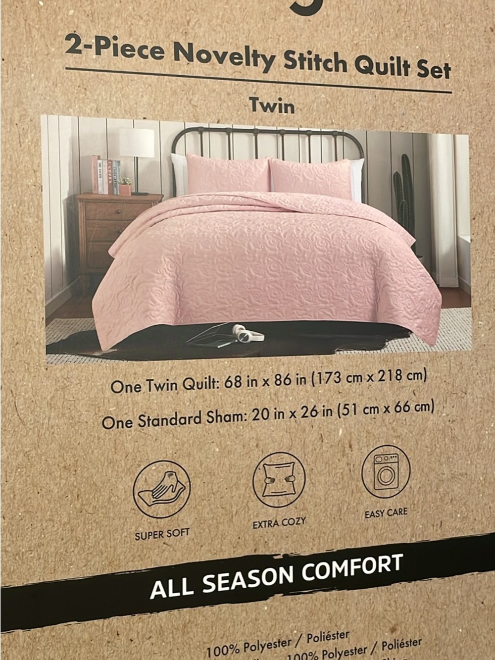 Wrangler Pink Novelty Stitch Twin Quilt Set